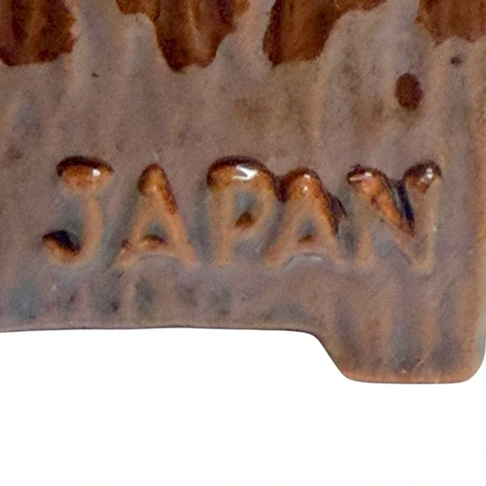 Vintage Tiki Hawaiian Ceramic Salt & Pepper Shakers Brown Gold‎ Made In Japan